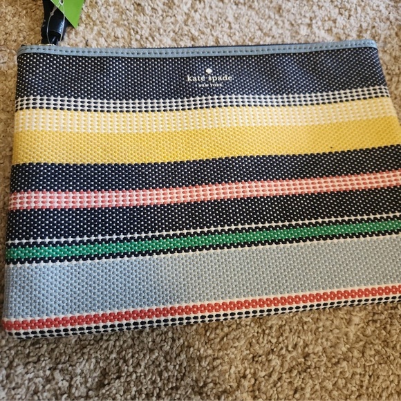 NWT Kate Spade Ash Street Boardwalk Stripe Tassel Woven Purse Bag Pouch Clutch - Picture 10 of 10